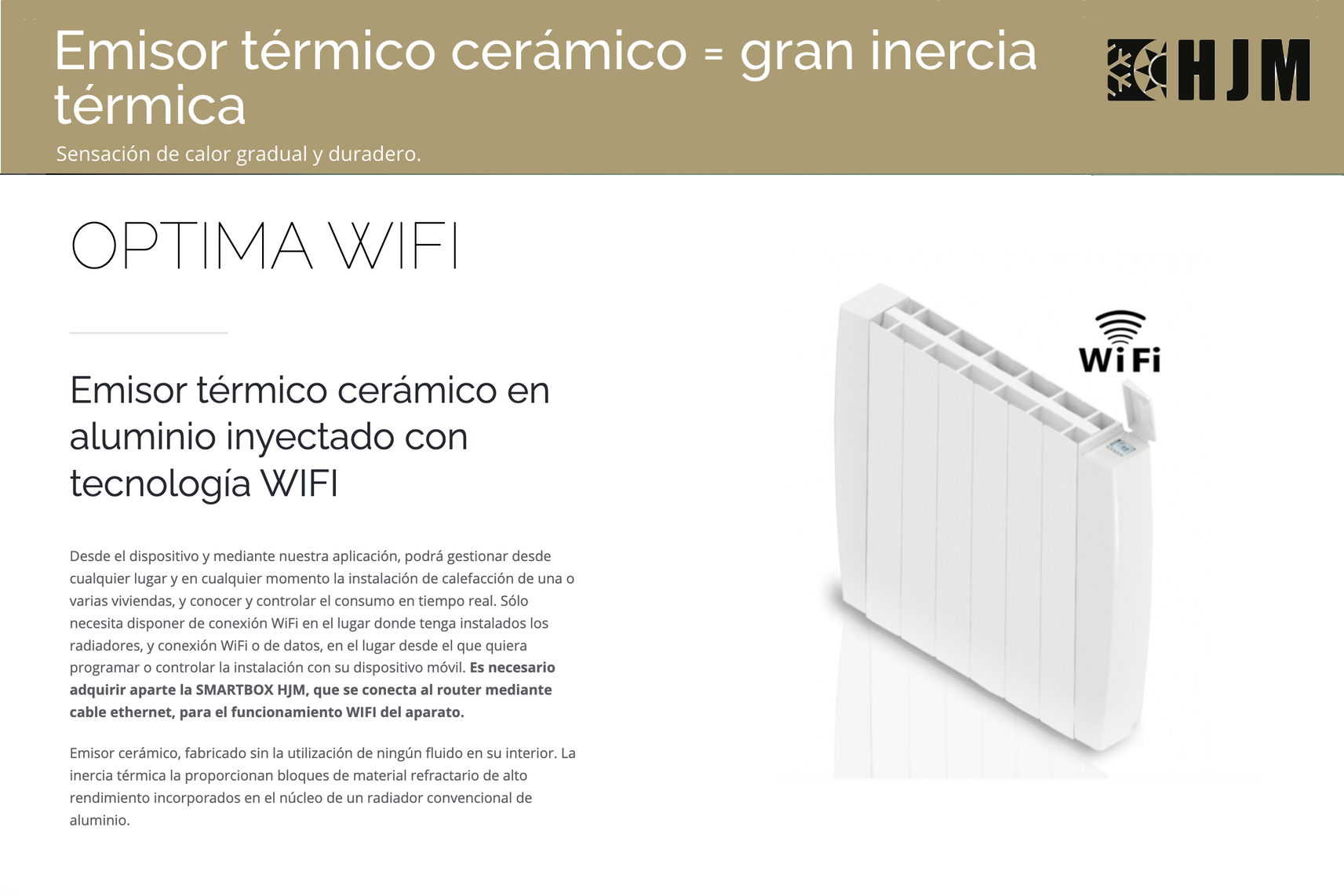 Radiadores eléctricos ceramicos HJM OPTIMA WIFI - Mundo calefacción
